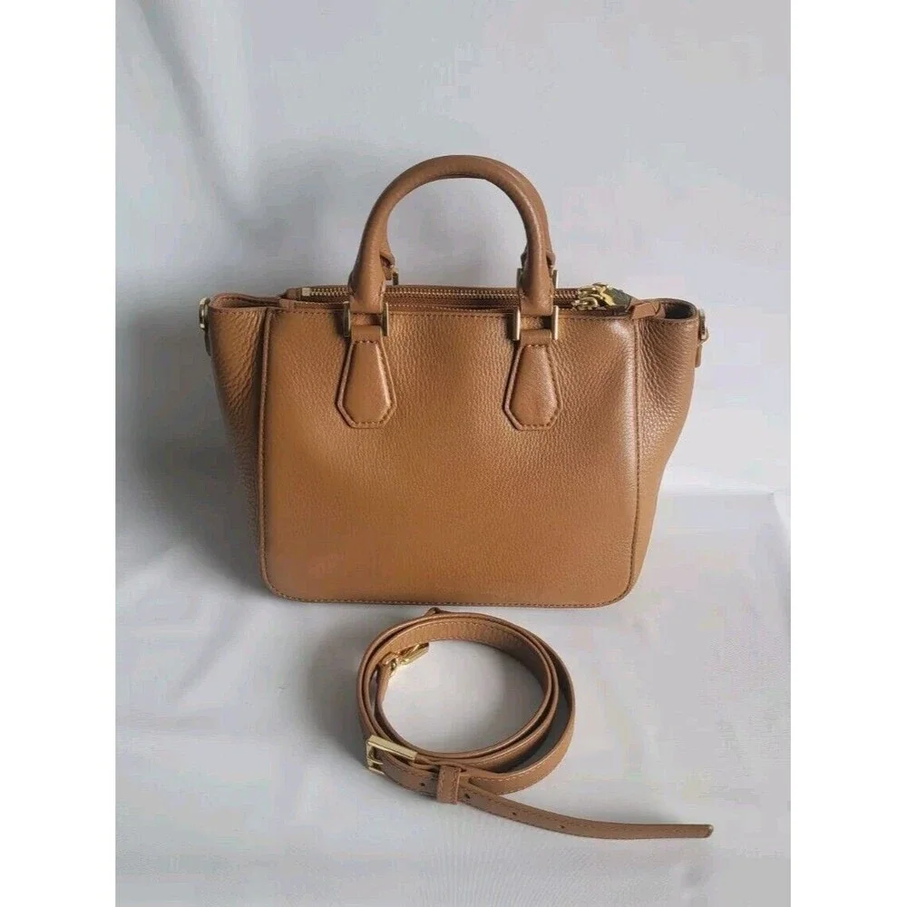 Tory Burch Cognac Pebbled Leather Mini Satchel with Strap